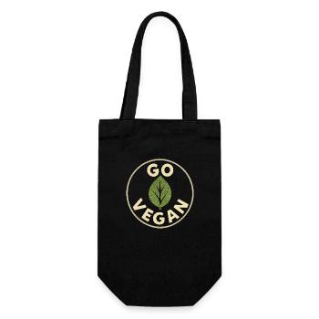 Go Vegan - Geschenkbeutel für Flaschen - Schwarz - Vorne