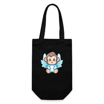 Singe Chimpanzé Ailes d’ange mignon kawaii - Sac à bouteille - noir - Devant