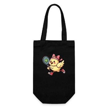 Chicken & Chick Tennis - Funny Comic Design for - Gift Bag for Bottles - black - Front