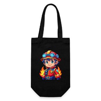 Hero in red the firefighter - Gift Bag for Bottles - black - Front