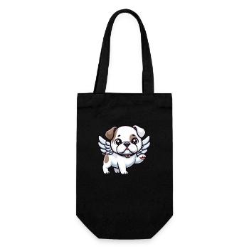 Süßer amerikanischer Bulldoggen-Engel im Comic-Sti - Geschenkbeutel für Flaschen - Schwarz - Vorne