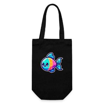 Regenbogen Fisch Design - Geschenkbeutel für Flaschen - Schwarz - Vorne