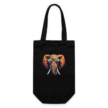Cooler Elefant mit Sonnenbrille in Warmen - Geschenkbeutel für Flaschen - Schwarz - Vorne