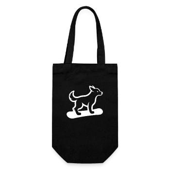 Hund Snowboard Snowboarder Minimalistisches Design - Geschenkbeutel für Flaschen - Schwarz - Vorne
