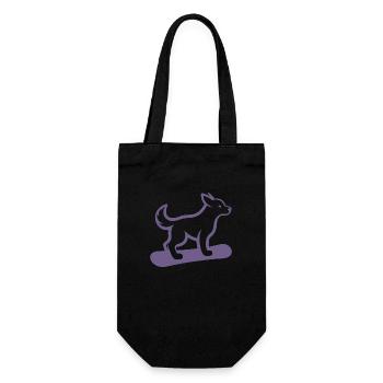 Hund Snowboard Snowboarder Minimalistisches Design - Geschenkbeutel für Flaschen - Schwarz - Vorne