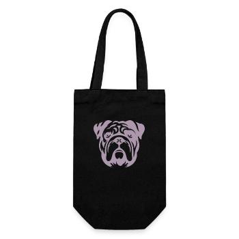 Bulldogge Hund Kopf Silhouette Minimalistisch - Geschenkbeutel für Flaschen - Schwarz - Vorne