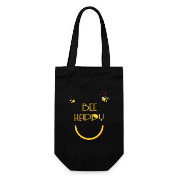 Bee Happy Bees yellow - Gift Bag for Bottles - black - Front