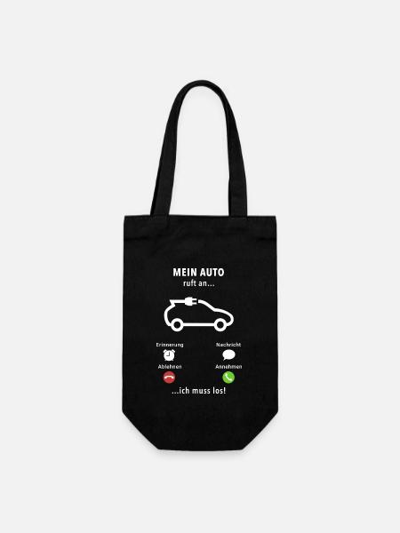 Mein Auto ruft an - ich muss los - Spruch - Geschenkbeutel für Flaschen - Schwarz