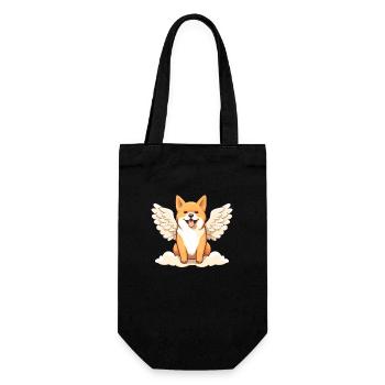 Mignon Shiba Inu Angel avec des ailes - Sac à bouteille - noir - Devant