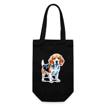 Beagle Watercolors - Gift Bag for Bottles - black - Front