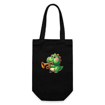 Thick Trex with Trumpet Cartoon Dinosaur Music - Gift Bag for Bottles - black - Front