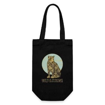Léopard. Sauvage et fort. - Sac à bouteille - noir - Devant