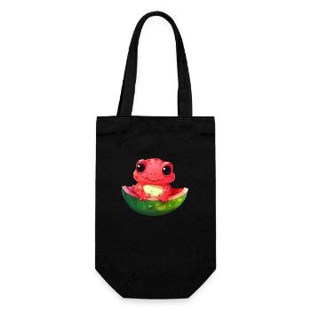 Axolotl extraterrestre rouge kawaii avec pastèque - Sac à bouteille - noir - Devant