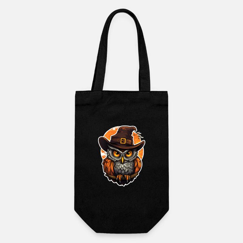 Eule Halloween - Geschenkbeutel für Flaschen - Schwarz