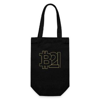 Bitcoin Silhouette Taschenformat - Geschenkbeutel für Flaschen - Schwarz - Vorne