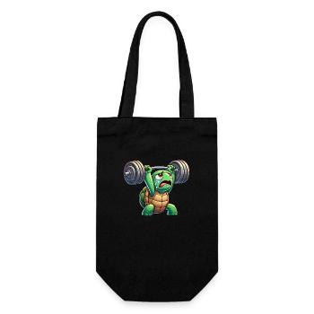 Exhausted turtle with dumbbell cartoon - Gift Bag for Bottles - black - Front
