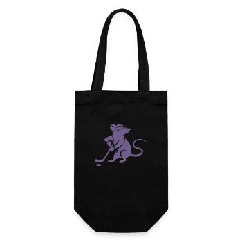 Maus Ratte Eishockey Silhouette Minimalistisch - Geschenkbeutel für Flaschen - Schwarz - Vorne