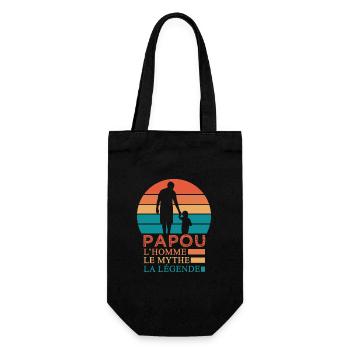 papou la légende cadeau papy grand père papa - Sac à bouteille - noir - Devant