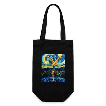 Van Gogh Gymnastik Mädchen Turnerin - Geschenkbeutel für Flaschen - Schwarz - Vorne
