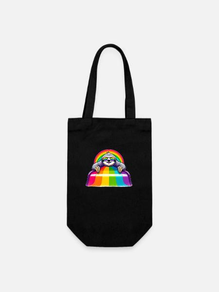 LGBTQ Pride Faultier Regenbogen Spielplatz - Geschenkbeutel für Flaschen - Schwarz