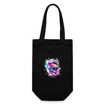Totenkopf Party Techno - Geschenkbeutel für Flaschen - Schwarz - Vorne