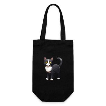 Katze Niedlich - Geschenkbeutel für Flaschen - Schwarz - Vorne