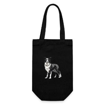 Border Collie Dog - Gift Bag for Bottles - black - Front