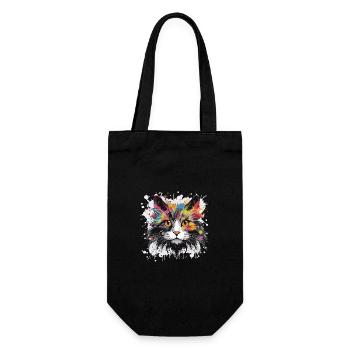 Cat Symbol Animal Pop Art Head - Gift Bag for Bottles - black - Front