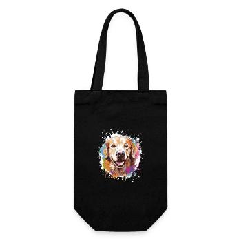 Golden Retriever Hund Tier Pop Art Kopf - Geschenkbeutel für Flaschen - Schwarz - Vorne