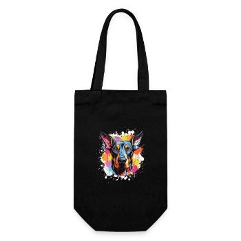 Doberman Dog Animal Pop Art Head - Gift Bag for Bottles - black - Front