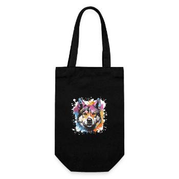 Akita Dog Animal Pop Art Head - Gift Bag for Bottles - black - Front