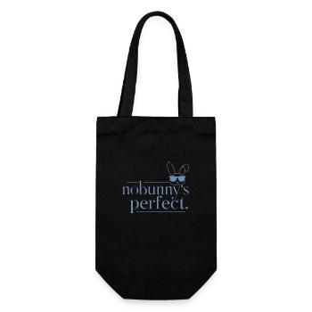 Hase "Nobunny is Perfect" Witzig - Geschenkbeutel für Flaschen - Schwarz - Vorne