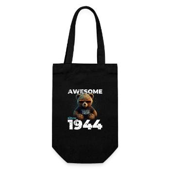 80th Birthday Original 1944 Vintage 1944 Bear Cute - Gift Bag for Bottles - black - Front