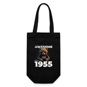 70th Birthday Original 1955 Vintage 1955 Bear Cute - Gift Bag for Bottles - black - Front