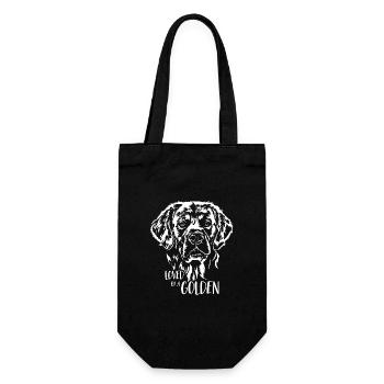Loved by a Golden Retriever dog saying Wilsigns - Gift Bag for Bottles - black - Front