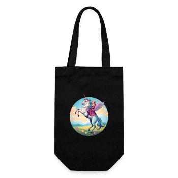 Magical Unicorn Rider Illustration - Gift Bag for Bottles - black - Front