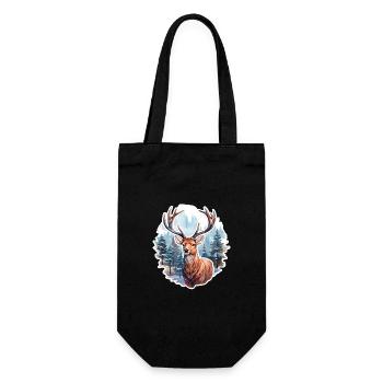 Paysage d’hiver avec des cerfs - Sac à bouteille - noir - Devant