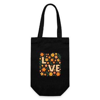 Love in Bloom – Florales Retro-Design - Geschenkbeutel für Flaschen - Schwarz - Vorne