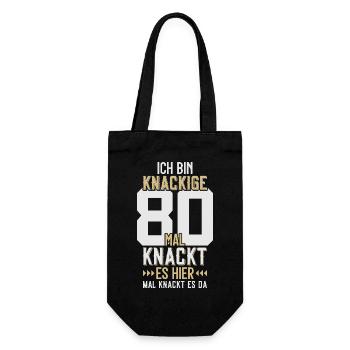 80. GEBURTSTAG 1946 KNACKIGE 80 - Geschenkbeutel für Flaschen - Schwarz - Vorne