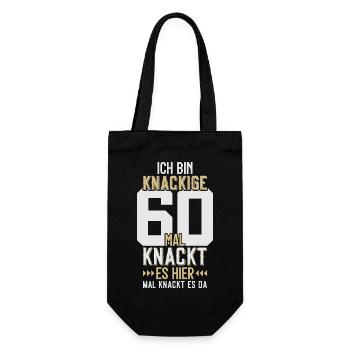 60. GEBURTSTAG 1963 KNACKIGE 60 - Geschenkbeutel für Flaschen - Schwarz - Vorne
