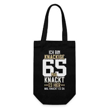 65. GEBURTSTAG 1961 KNACKIGE 65 - Geschenkbeutel für Flaschen - Schwarz - Vorne