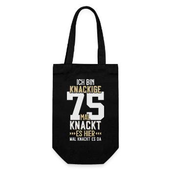 75. GEBURTSTAG 1951 KNACKIGE 75 - Geschenkbeutel für Flaschen - Schwarz - Vorne
