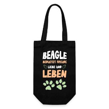 Beagle Liebe Leben - Geschenkbeutel für Flaschen - Schwarz - Vorne