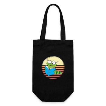 Bookworm Retro Sunset Design - Gift Bag for Bottles - black - Front