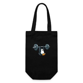 Lustiger Pinguin Fitness Hantel Cartoon Design - Geschenkbeutel für Flaschen - Schwarz - Vorne