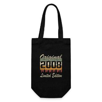 Vintage Geburtstag Original Geschenkidee 2008 - Geschenkbeutel für Flaschen - Schwarz - Vorne