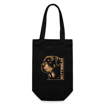 ROTTWEILER Zeichnung Kopf gold - Geschenkbeutel für Flaschen - Schwarz - Vorne