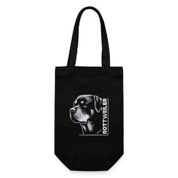 ROTTWEILER Zeichnung Kopf silber - Geschenkbeutel für Flaschen - Schwarz - Vorne