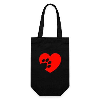 Chien Coeur Patte Amoureux des Chiens - Sac à bouteille - noir - Devant