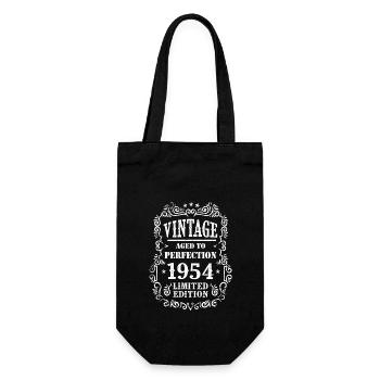 Born in 1954 birthday 70 years old - Gift Bag for Bottles - black - Front